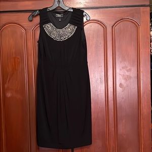 Dressbarn Black Embellished Pleated Sleeveless Dress Size 10